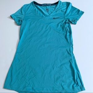 NIKE PRO Womens Blue Short Sleeve Fitted T-shirt Athleticwear Small